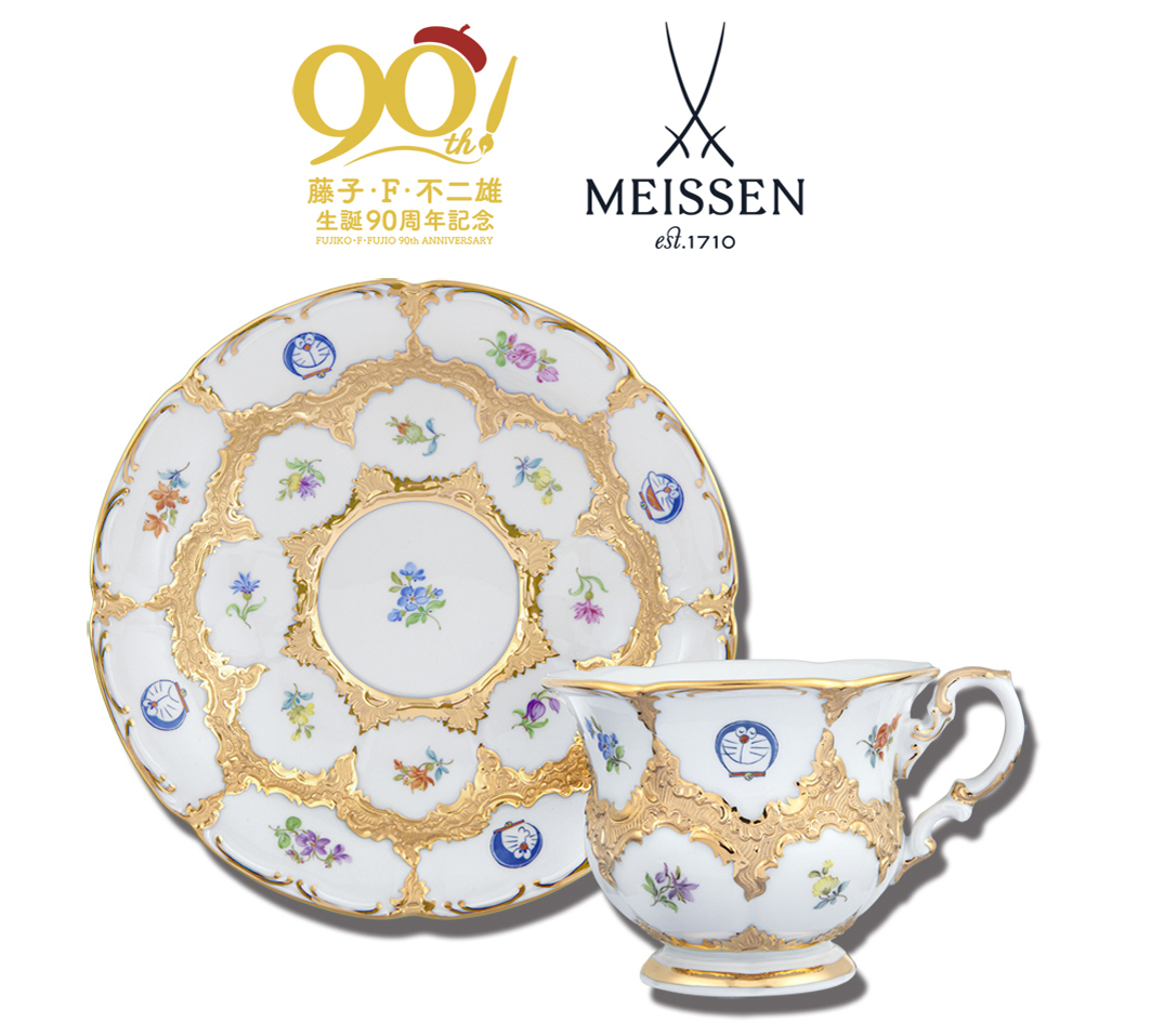 藤子· F·不二雄90周年纪念！ 《哆啦A梦》✕ MEISSEN推出宫廷小花咖啡杯组